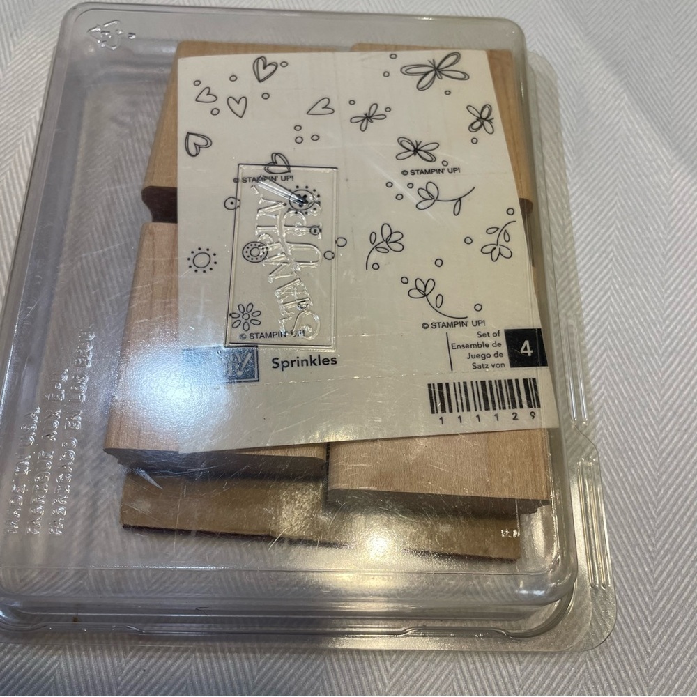 Stampin' Up! 3 NIB Rubber Stamp Sets Sprinkles, Hello Again& Itty Bitty Boarders - Picture 2 of 7
